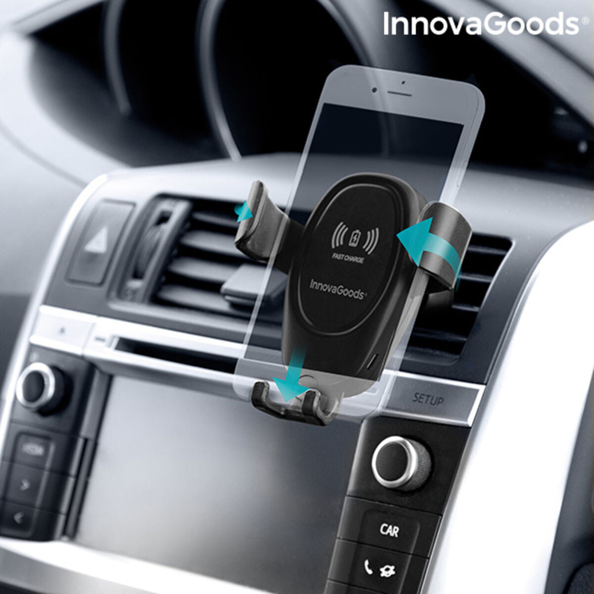 Mobile Phone Holder with Wireless Charger for Cars Wolder InnovaGoods