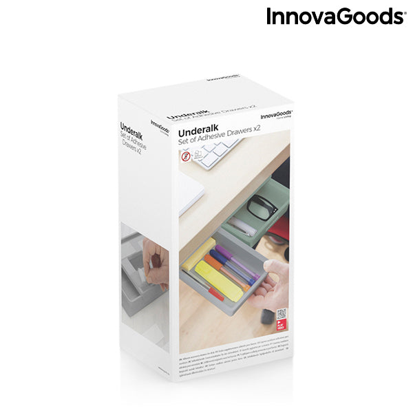 Set of Additional Adhesive Desk Drawers Underalk InnovaGoods Pack of 2