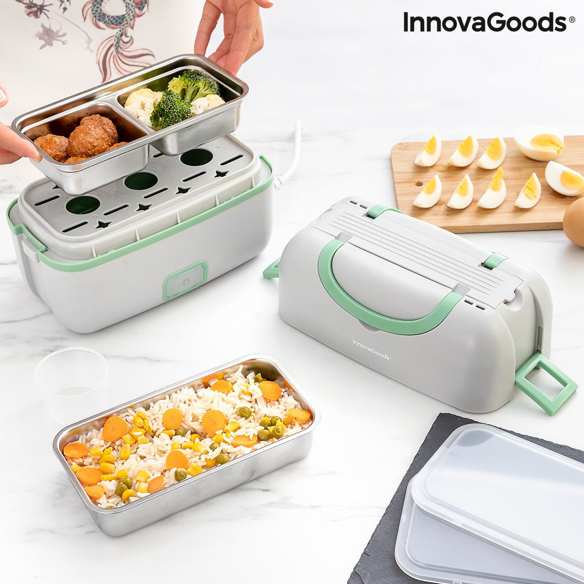 3-in-1 Electric Steamer Lunch Box with Recipes Beneam InnovaGoods