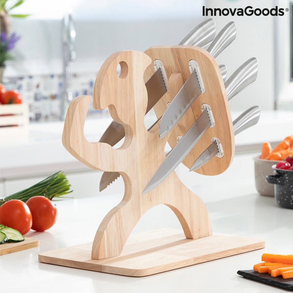 Set of Knives with Wooden Base Spartan InnovaGoods 7 Pieces