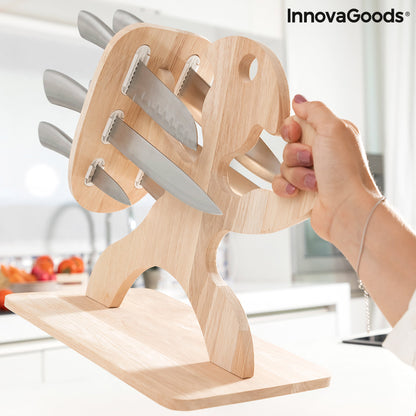 Set of Knives with Wooden Base Spartan InnovaGoods 7 Pieces