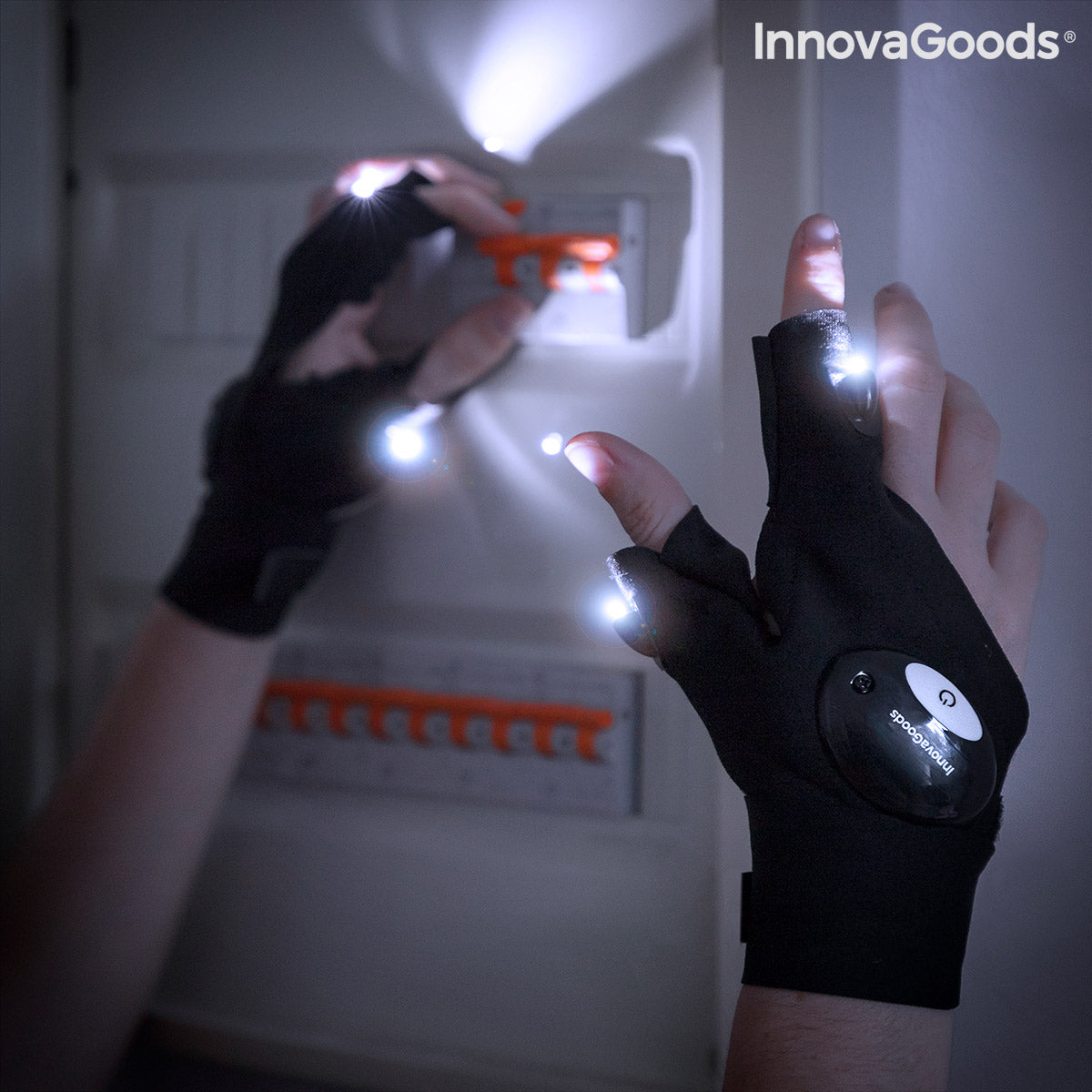 Gloves with LED Light Gleds InnovaGoods 2 Units