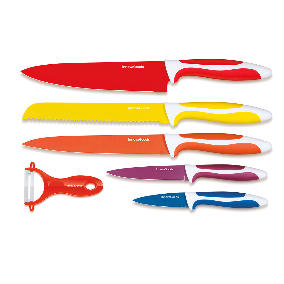 Set of Ceramic Coated Knives with Peeler Knoolvs InnovaGoods 6 Pieces