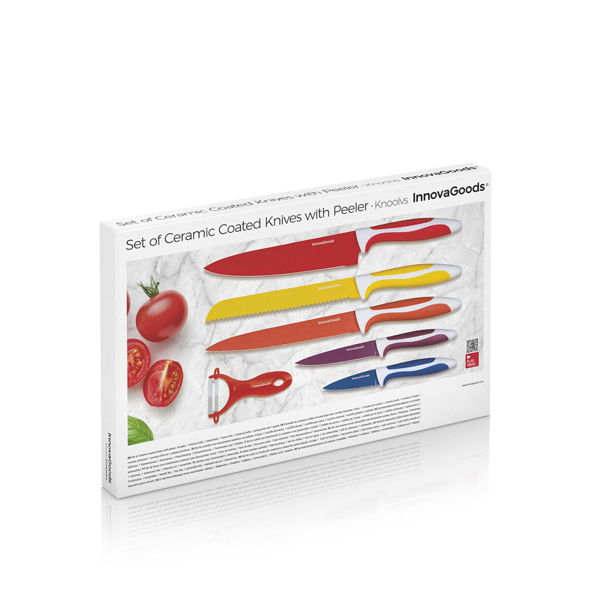 Set of Ceramic Coated Knives with Peeler Knoolvs InnovaGoods 6 Pieces