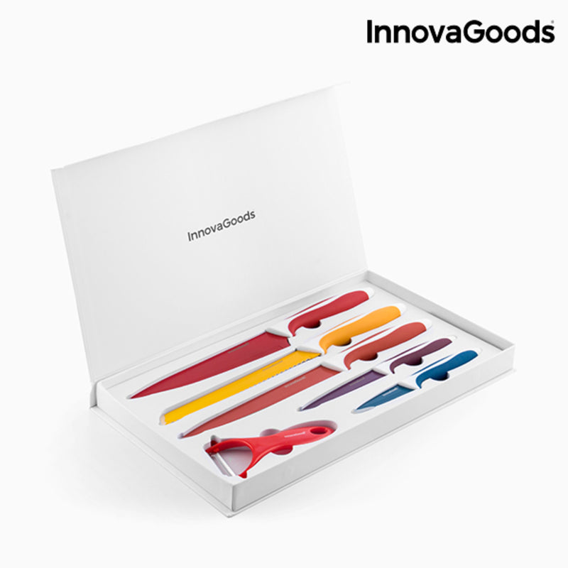 Set of Ceramic Coated Knives with Peeler Knoolvs InnovaGoods 6 Pieces