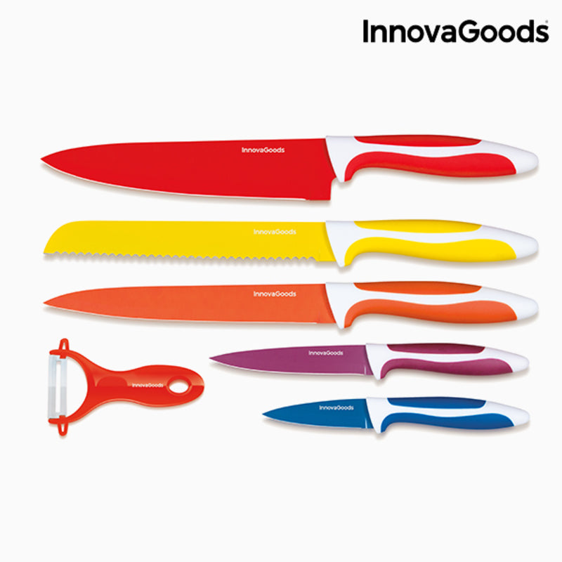 Set of Ceramic Coated Knives with Peeler Knoolvs InnovaGoods 6 Pieces