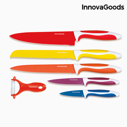 Set of Ceramic Coated Knives with Peeler Knoolvs InnovaGoods 6 Pieces