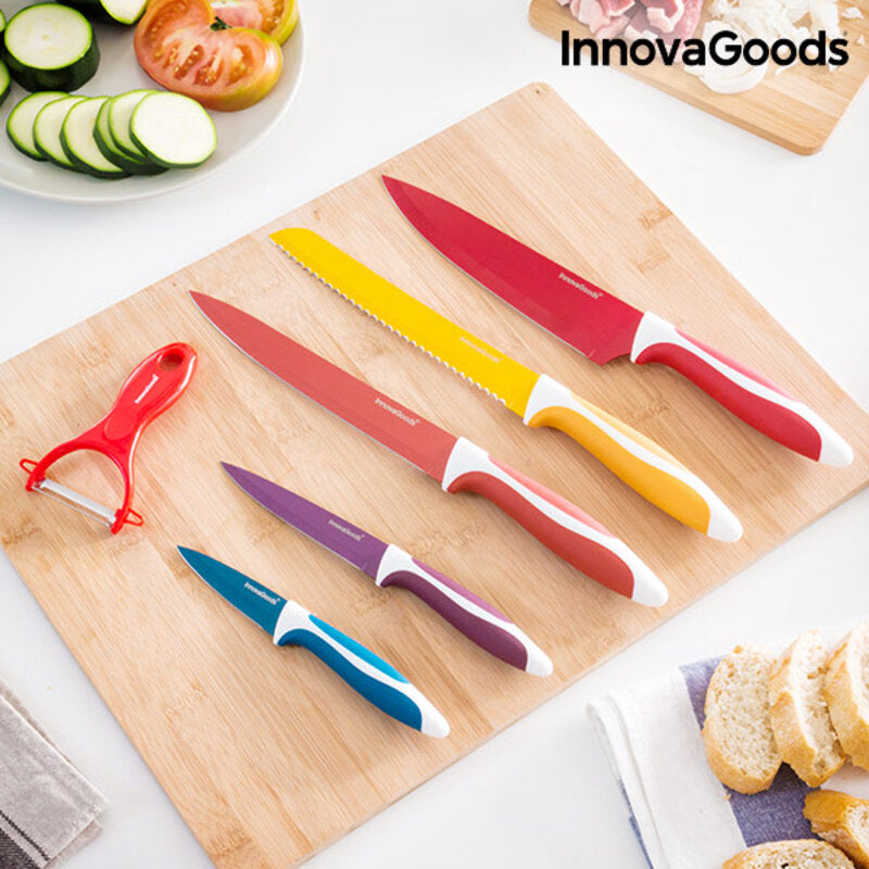 Set of Ceramic Coated Knives with Peeler Knoolvs InnovaGoods 6 Pieces